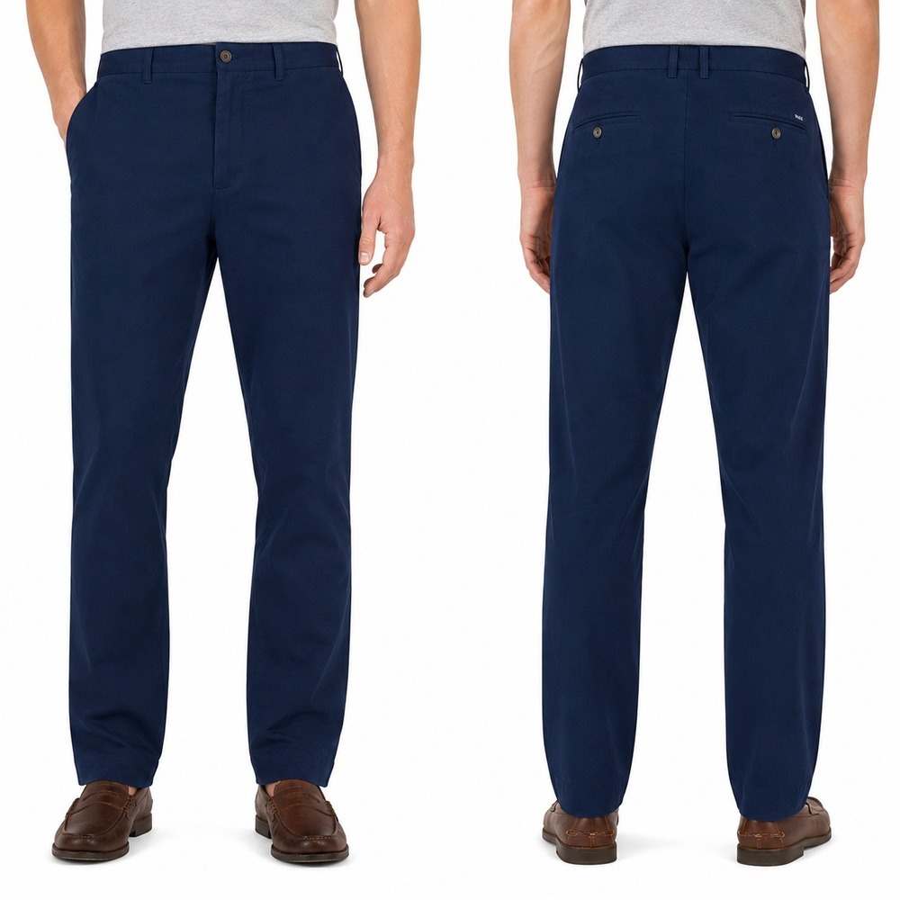 Polo Ralph Lauren Pants‎ Mens 38x30 Navy Blue Stretch Chino Flat Front Cotton